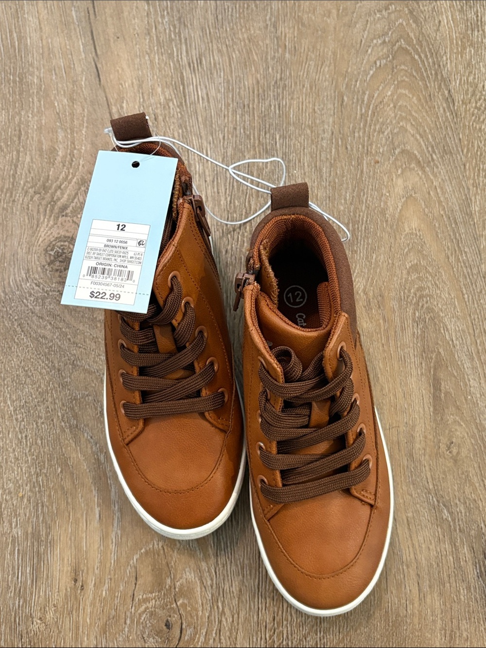 Kids Casual High-Top Sneakers in Brown - Size 12